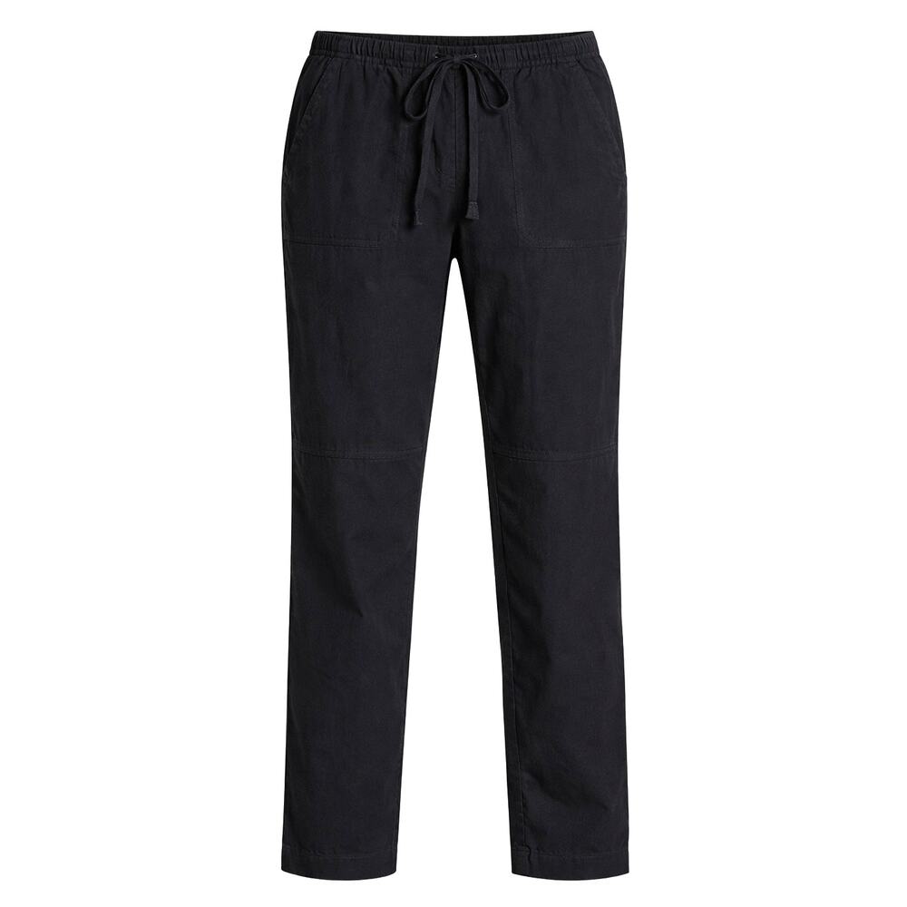 Eileen Fisher Organic Cotton Pull On Pants XS Black Elastic Waist Relaxed Fit